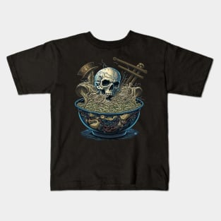 Pirate skull Ramen Bowl Japanese Noodles Kids T-Shirt